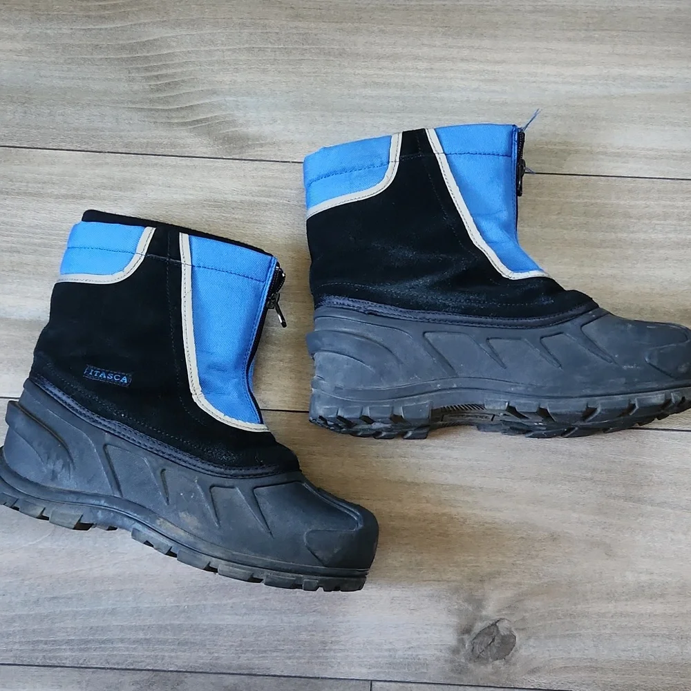 Kids Blue and Black Winter Boots 6